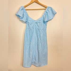 NWT LA Relaxed Blue & White Stripe Sundress Organic Cotton Linen